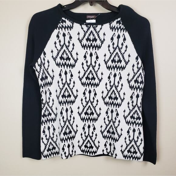 J Mclaughlin JNWT Ikat print Boxy Sweater Medium - Picture 2 of 8